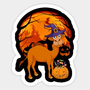 Camel pumpkin witch Sticker